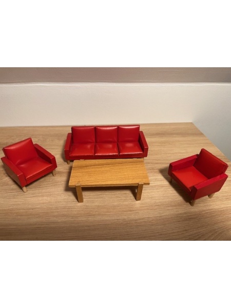 Salon cuir rouge lundby