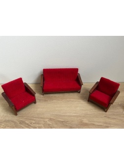 Salon lundby en velours et en bois