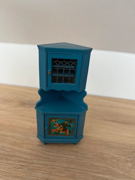 Meuble d'angle bleu Lundby